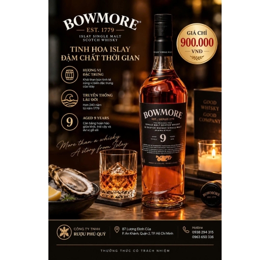 Bowmore 9 Years Giá 900.000đ | Single Malt Islay - Rượu Phú Quý