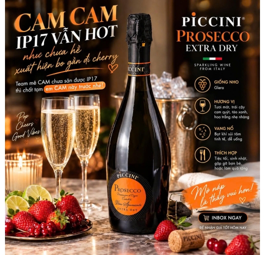 Piccini Prosecco Extra Dry – Vang Nổ Ý Thanh Lịch Cho Mọi Bữa Tiệc 🥂